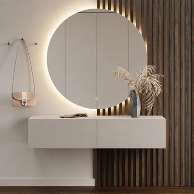 Produktbild von Flur Möbel Garderobe 1x Hängeschrank 140 cm Kaschmir mit Nova Spiegel 100 cm