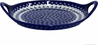 Produktbild von Original Bunzlauer Keramik Serviertablett rund mit Henkel Ø33,5 cm im Design 166a