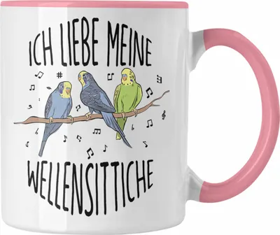 Produktbild von Trendation - Lustige Wellensittich-Tasse Geschenk für Wellensittich-Besitzer Ich Liebe Meine Wellensittiche (Rosa)