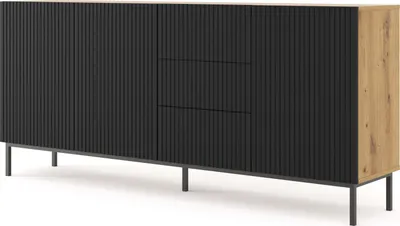 Immagine prodotto di FURNLUX Credenza Ravenna B Beige E Nero 200cm / Colore principale: Nero / Dimensioni: 200 x 89 x 42 cm