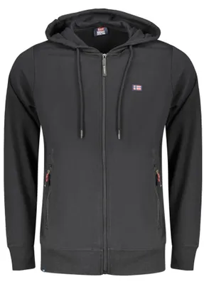 Produktbild von Herren Kapuzen-Sweatshirt Schwarz mit Taschen und Reißverschluss