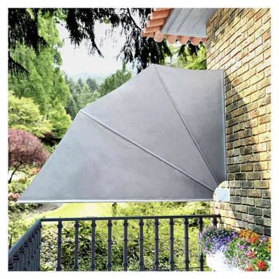 Produktbild von Faltbarer Balkonfächer, Grau 160×240 cm, Polyester-Markise mit Stahlrahmen, UV-beständig, wasserabweisend, für Terrasse, Balkon oder Garten