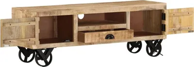 Produktbild von vidaXL TV-Schrank mit Rädern 110x30x37 cm Massivholz Mango