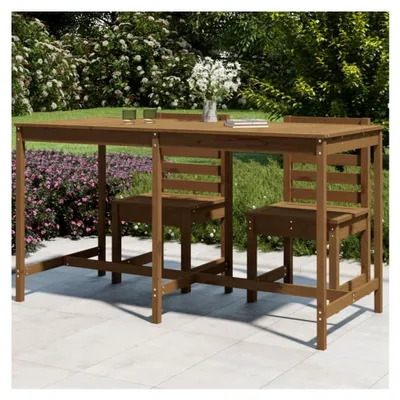 Produktbild von Gartentisch aus massivem Kiefernholz für den Außenbereich, honigbraun, 203,5 x 90 x 110 cm