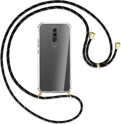 Produktbild von Handykette Backcover-Schutzhülle mit Band (Metall goldfarben) für Huawei Mate 20 lite - schwarz/gold