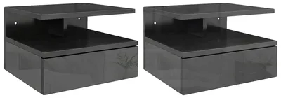 Obrázek produktu pro Noční stolek, design s plovoucími policemi, stylové úložné řešení, černý