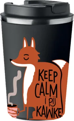 Obrázok produktu pre Prémiový termohrnček s potlačou KEEP CALM AND DRINK COFFEE FOX 350ml KT_027