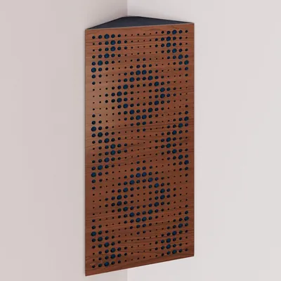 Productafbeelding van Set van 6 hoek bass traps REBAT, hout/fluweel, 50x23x10 cm, notenhout/blauw