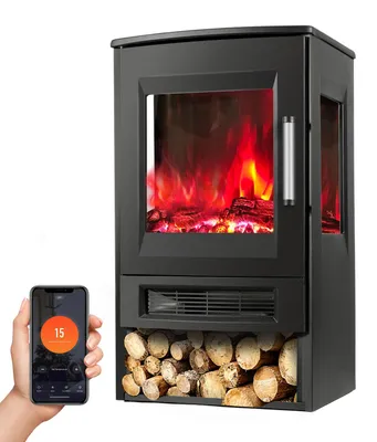 Obrázok produktu pre Elektrický krb 900/1800 W, s diaľkovým ovládaním a 8 farbami plameňov, čierna, stojací model