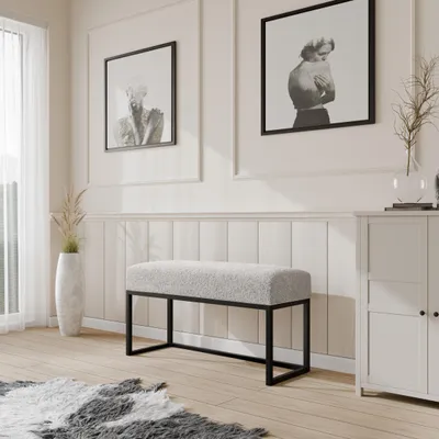 Produktbild von Moder Moderne gepolsterte Sitzbank mit stabilem Metallgestell – ideal für Flur, Schlafzimmer, Wohnzimmer oder Ankleidezimmer. 100 CM