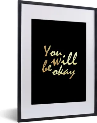 Produktbild von MuchoWow® Gerahmtes Poster Zitat - Motivation - Gold - Schwarz 30x40 cm - Poster mit Schwarzem Bilderrahmen Wandposter Rahmen Foto Bilder - Wandposter Schlafzimmer