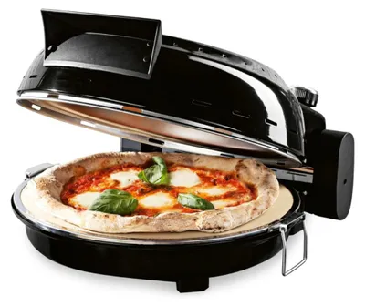 Produktbild von GOURMETmaxx Elektrischer Pizza-Ofen | Bis zu 420°C | ⌀ 30 cm | Inkl. Pizzastein | Temperatureinstellung, Timer | 1800 W