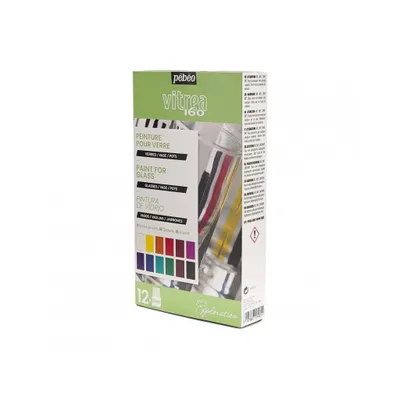 Image de Pebeo Vitrea 160 Set de couleurs pour verre Discovery, 12 x 20 ml.