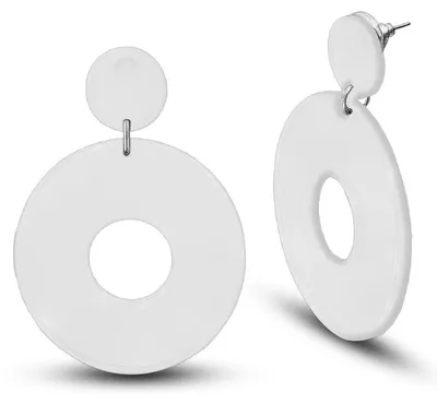 Produktbild von Statement Ohrhänger Damen groß rund 80er Retro Ohrringe Kunststoff transparent - weiß