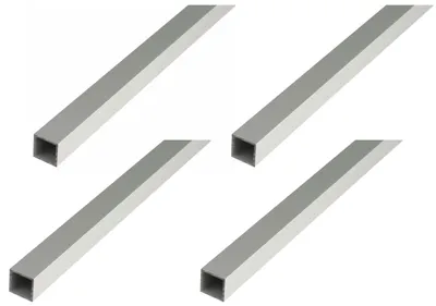 Produktbild von Alberts 4 x Vierkantrohr, Aluminium, 25 x 25 x 1,5 mm, Länge 2 m, silberfarbig eloxiert
