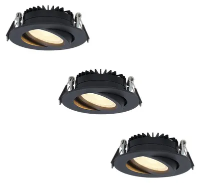 Produktbild von hoftronic LED Einbaustrahler 3x 6W 430lm 2700K Schwarz IP44 Schwenkbar Dimmbar