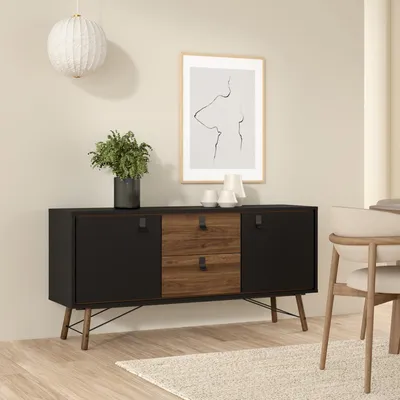 Produktbild von Ry Sideboard Schwarz matt / Walnuss