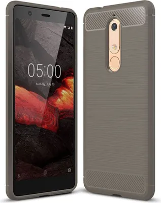 Produktbild von Nokia 5.1 Hülle Silikon Grau Carbon Optik Case TPU Handyhülle Bumper
