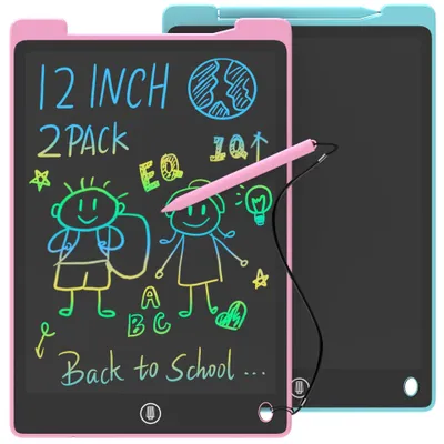 Productafbeelding van GUYUCOM, 2 stuks kindertekenbord, 12 inch, geschikt voor kinderen vanaf 2, 3, 4, 5 en 6 jaar