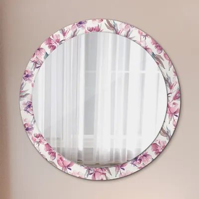 Produktbild von Spiegel - Mirror zum Wandspiegel Schlafzimmer – Schminkspiegel- Pfingstrosen Blumen- Ø90cm