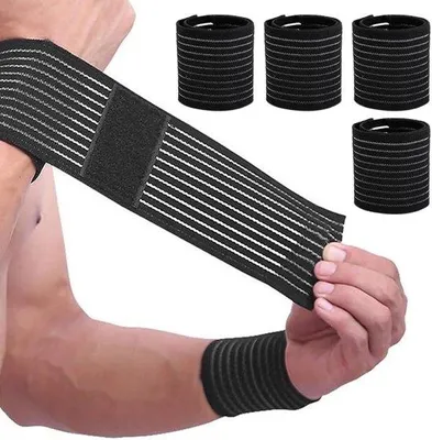 Image de Ensemble de 4 bandages de compression respirants et ajustables, idéal pour le sport et la rééducation