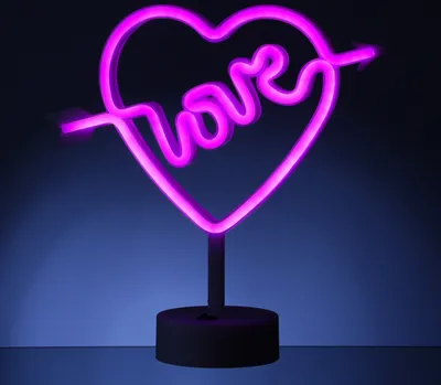 Produktbild von LED NEON Figur LOVE - pinkes Herz mit Pfeil - Neon Schild - H: 25cm - Batterie oder USB Betrieb