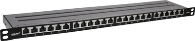 Produktbild von InLine 19" Patchfeld Cat.6A 0,5 HE 24-fach, mit Staubschutz, schwarz, RJ45, Cat6a, Schwarz, Rackeinbau, 0.5U, 88 mm