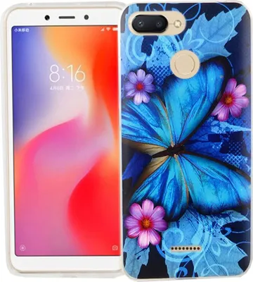Produktbild von Xiaomi Redmi 6A Handy Hülle Schutz-Case Cover Bumper Schmetterling Blau