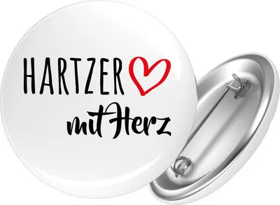 Produktbild von Huuraa Button Hartzer mit Herz 59mm rund mit Sicherheitsnadel Ansteckbutton Geschenkidee