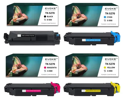 Image de 4x toner pour Kyocera TK5270K-TK5270B TK5270K CMYK = noir + bleu + rouge + jaune | Remplacement pour M6230 M6230cidn M6230cidnt M6630 M6630cidn P6230