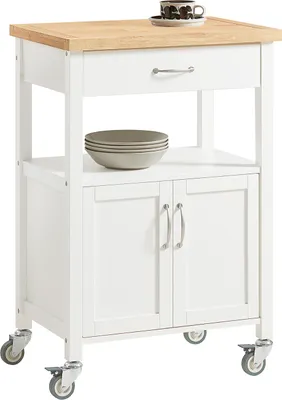 Produktbild von SoBuy FKW22-WN Küchenwagen aus Kautschukholz Servierwagen Rollwagen Getränkewagen fürs Büro BHT ca.: 60x92x45 cm