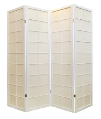 Produktbild von Fine Asianliving Japanische Paravent Raumteiler Shoji Fine Asianliving Japanische Paravent Raumteiler Trennwand B180xH180cm 4-teilig Shoji Reispapier Weiß Raumtrenner Spanische Wand Sichtschutz Trennwand  -