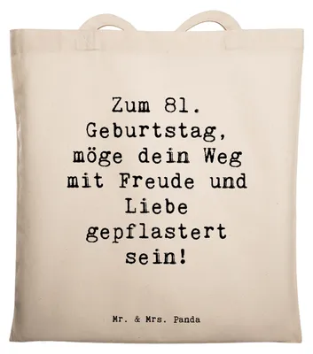 Produktbild von Mr. & Mrs. Panda totebag Spruch 81. Geburtstag - Transparent - Geschenk, Tasche, Happy Birthday, Geburtstagsgeschenk, Shopping, Schultasche, Lebensjahre, Feiern, Tote Bag