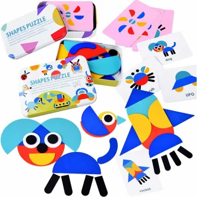 Obrázok produktu pre Montessori Tangram Drevené puzzle ZA4377