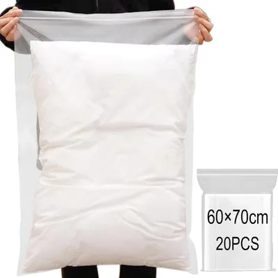 Imagen del producto de Bolsas de almacenamiento reutilizables con cierre de botón, grandes, transparentes, para ropa