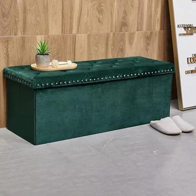 Immagine prodotto di Contenitore pieghevole con coperchio, ideale per riporre oggetti - Seduta imbottita, salvaspazio, dimensioni 110 x 40 x 40 cm