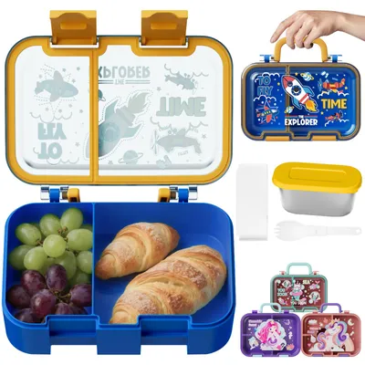 Produktbild von Brotdose Kinder mit Fächern Bento Box Auslaufsicher Lunchbox Für Jungen Mädchen