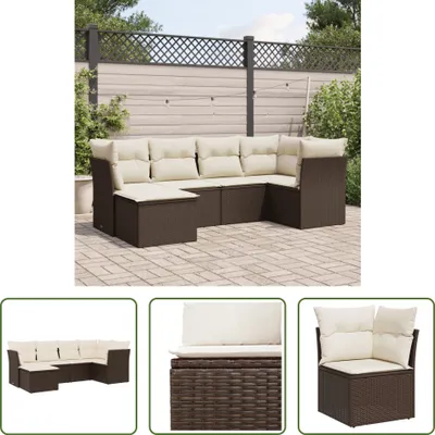 Produktbild von The Living Store 6-tlg. Garten-Sofagarnitur mit Kissen Braun Poly Rattan