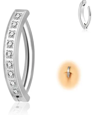 Productafbeelding van Buikpiercing, clicker model, titanium, zwart, 14G, 10mm/12mm, met zirkonia, hypoallergeen
