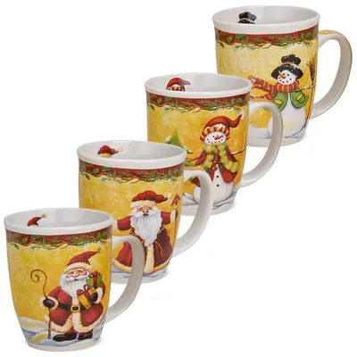 Immagine prodotto di Set di 4 tazze natalizie grandi Babbo Natale pupazzo di neve