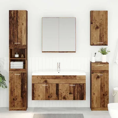 Produktbild von "Schlussverkauf" WaschbeckenunterSchrank 1 PC - Badezimmschrank - mit Speicher Altholz Holzwerkstoff  C9398