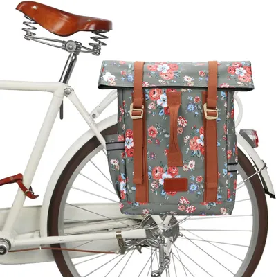 Productafbeelding van Fietstas rugzak canvas - Laptopvak - Rolsluiting