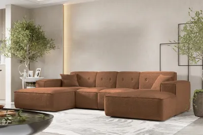 Produktbild von Wohnlandschaft Sofa U-Form CESINA XS in Stoff Ascot Bukla Rostbraun