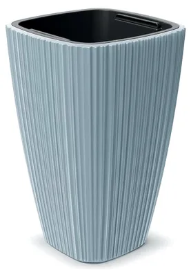 Produktbild von Blumentopf Hoch für Innen & Außen, Übertopf Gross, Pflanzkübel ecking mit Einsatz, Blumenkübel aus Kunststoff_ORO Quadrat (30x30 cm/H=45 cm; Grau)