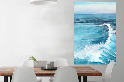 Produktbild von MuchoWow® Poster Meer - Golf - Aquarell 80x120 cm - Papierdruck