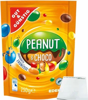 Produktbild von Gut & Günstig Dragierte Erdnüsse bunt mit Schokolade (250g Packung) + usy Block