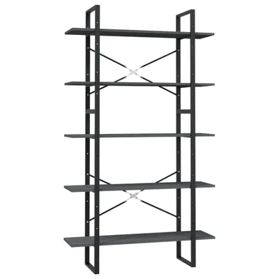 Zdjęcie produktu dla vidaXL Regał 5 przegród szary 100x30x175 cm lite drewno sosnowe