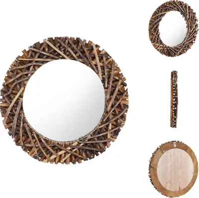 Image de vidaXL Miroir mural 60 cm teck rond - Miroir