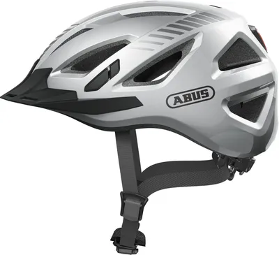 Zdjęcie produktu dla Kask miejski ABUS Urban-I 3.0 - kask rowerowy z tylnym światłem, daszkiem i zapięciem magnetycznym - dla mężczyzn i kobiet - srebrny, rozmiar L (56-61 cm)