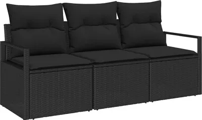 Zdjęcie produktu dla vidaXL Sofa 3-częściowa z czarnego polirattanu